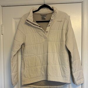 Avalanche Jacy Quilted Puffer Pullover // Ivory White Snap Mock Neck